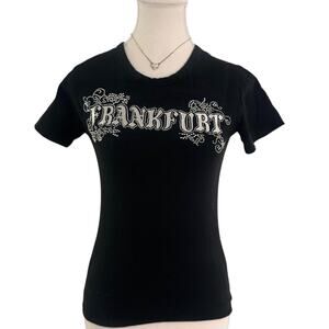 Naked Shirt Vintage 2000s Frank Furt Rhinestone Baby Tee Size Small Cotton Shirt